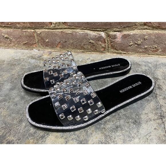 Steve Madden Jynn/Jynn Jelly Studded Clear Sandal w/Rhinestone size 8 - Picture 3 of 11